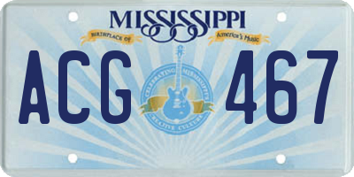 MS license plate ACG467