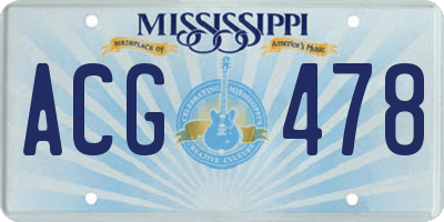 MS license plate ACG478