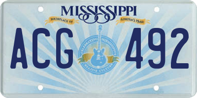 MS license plate ACG492