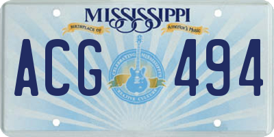 MS license plate ACG494