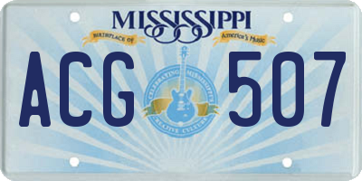 MS license plate ACG507