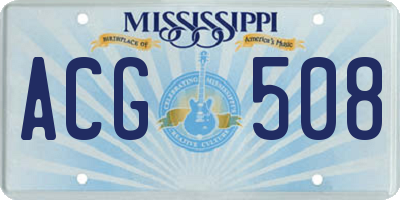 MS license plate ACG508