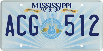 MS license plate ACG512