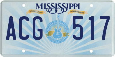MS license plate ACG517