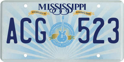 MS license plate ACG523