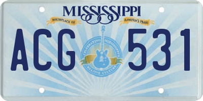 MS license plate ACG531