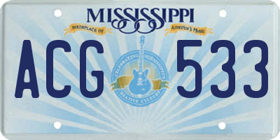 MS license plate ACG533