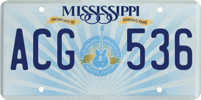 MS license plate ACG536
