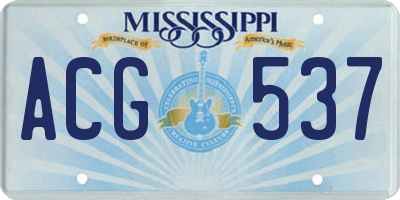 MS license plate ACG537