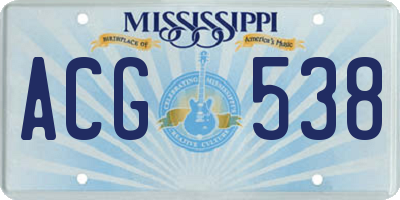 MS license plate ACG538