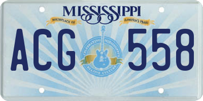 MS license plate ACG558
