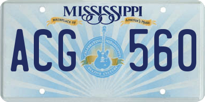 MS license plate ACG560
