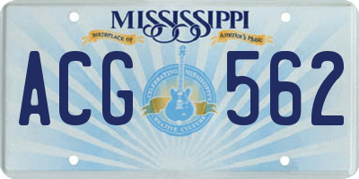 MS license plate ACG562