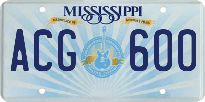 MS license plate ACG600