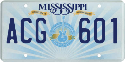 MS license plate ACG601