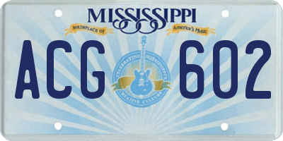 MS license plate ACG602