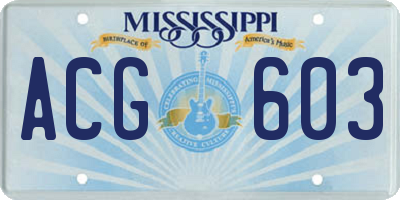 MS license plate ACG603