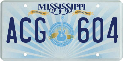 MS license plate ACG604