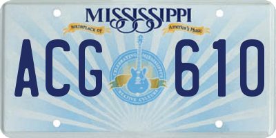 MS license plate ACG610