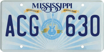 MS license plate ACG630