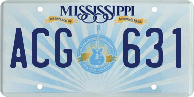 MS license plate ACG631