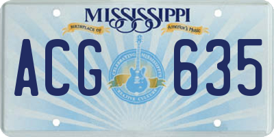 MS license plate ACG635