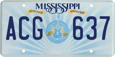 MS license plate ACG637