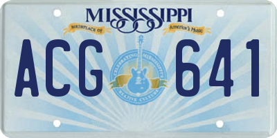MS license plate ACG641