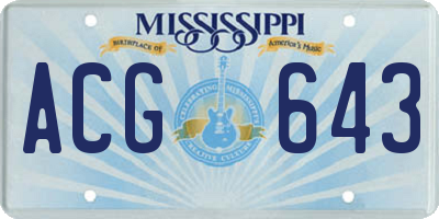 MS license plate ACG643