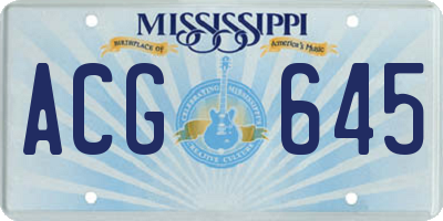 MS license plate ACG645