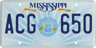 MS license plate ACG650