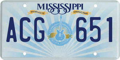 MS license plate ACG651