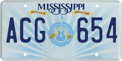 MS license plate ACG654