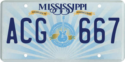 MS license plate ACG667