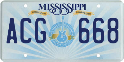 MS license plate ACG668