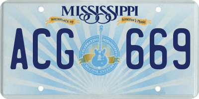 MS license plate ACG669