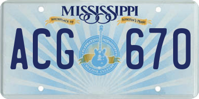 MS license plate ACG670