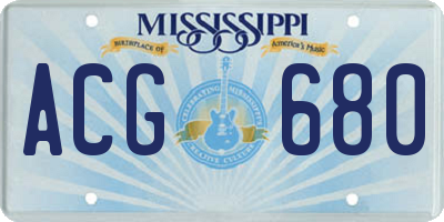 MS license plate ACG680