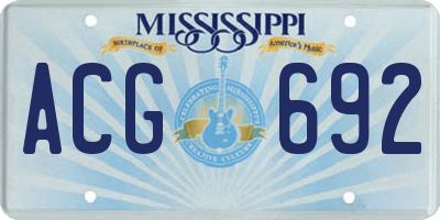 MS license plate ACG692