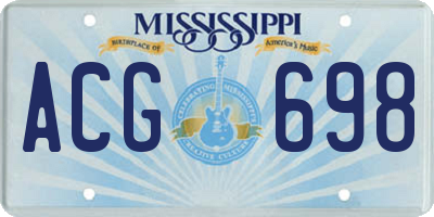 MS license plate ACG698