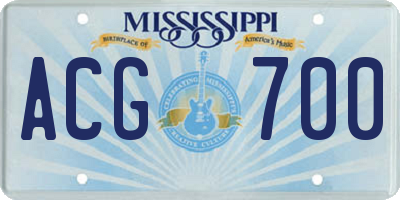 MS license plate ACG700