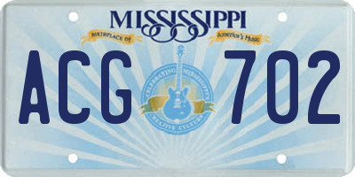 MS license plate ACG702