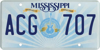 MS license plate ACG707