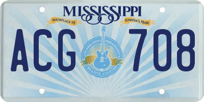 MS license plate ACG708