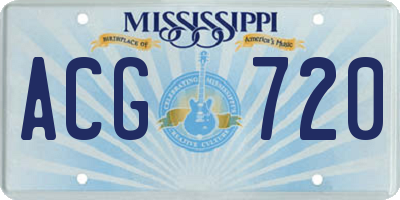 MS license plate ACG720