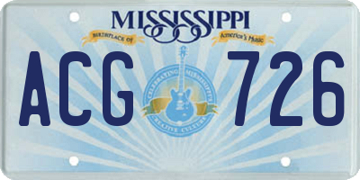 MS license plate ACG726