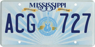 MS license plate ACG727