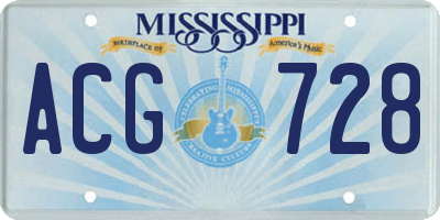 MS license plate ACG728