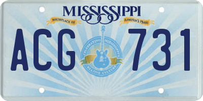 MS license plate ACG731