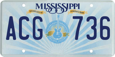 MS license plate ACG736